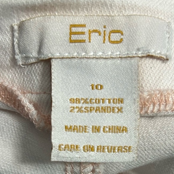 Eric Peach Jeans w/embroidered design on front Light Peach/Pink Size 10 - Picture 5 of 6